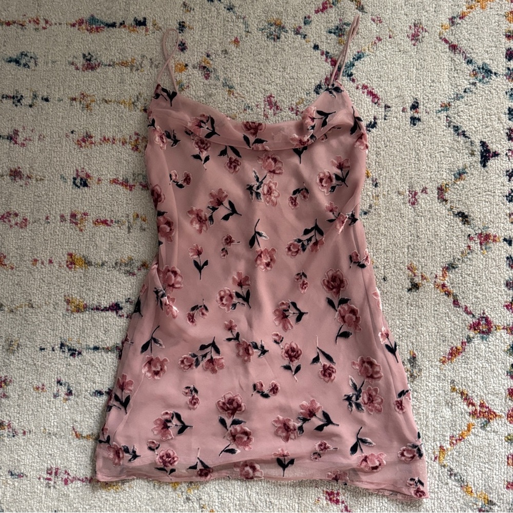 Saints + Secrets Pink Textured Cowl Neck Mini Dress | sz Large (juniors sizing)